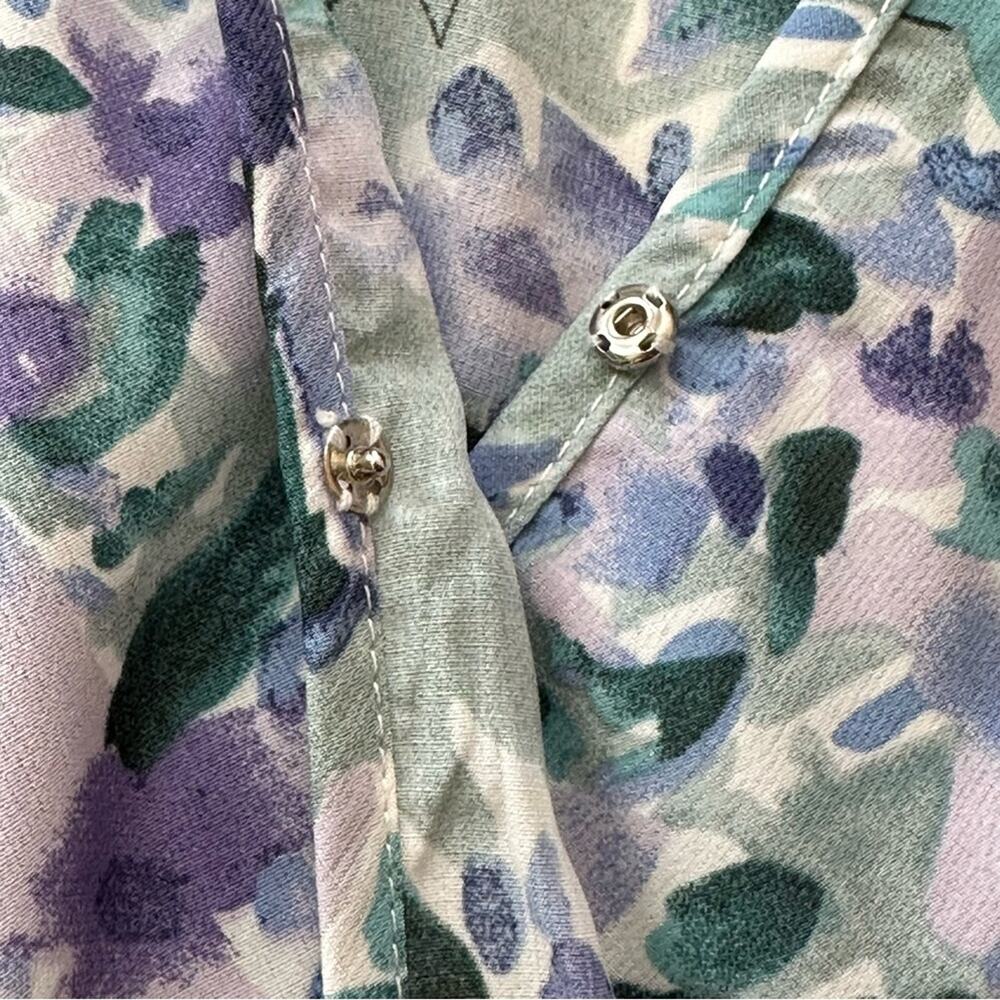 Anna-Kaci Dress Lavender Green Floral Flutter Short Sleeve Tiered Boho Small - Picture 11 of 15